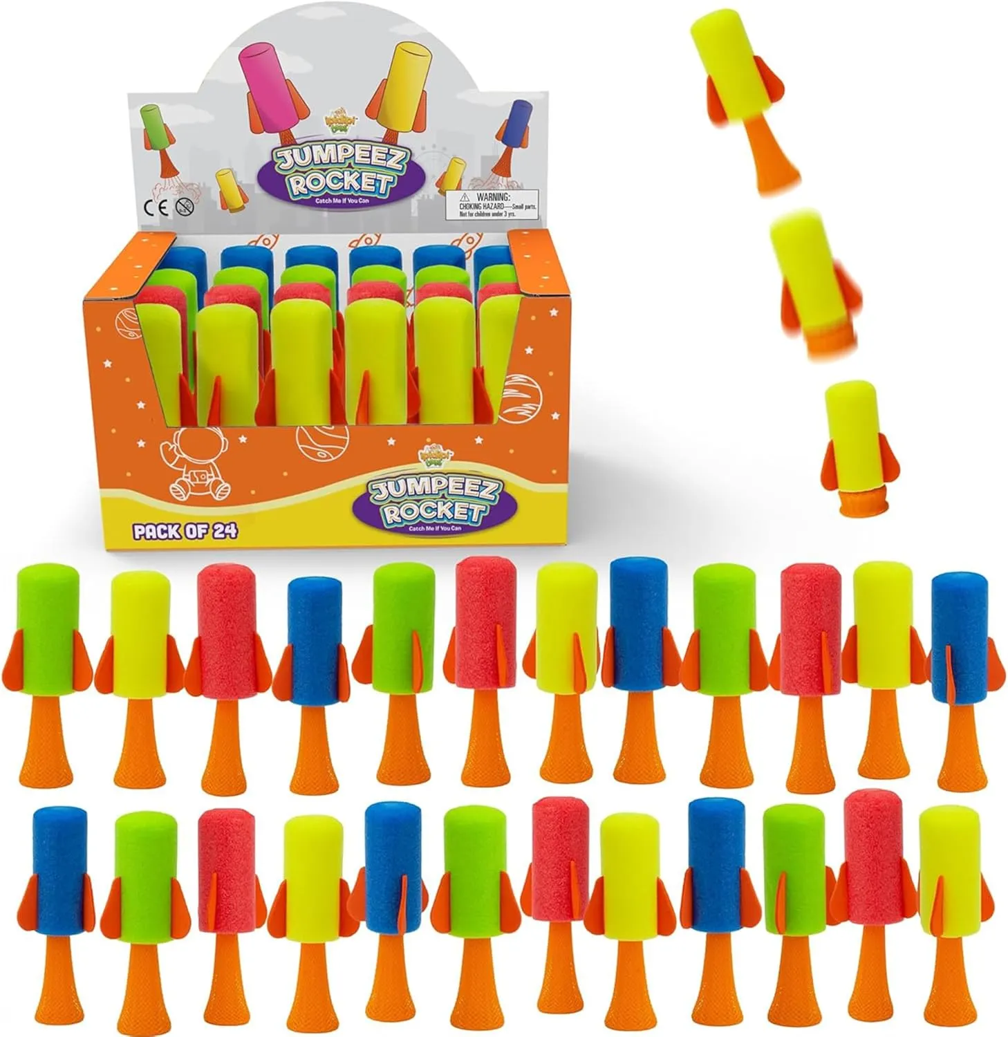 IPIDIPI TOYS Jumping Rockets Poppers - Spring Launcher Toys for Kids - Party Favors, School Prize, Goodie Bag Fillers, Birthday Suprises - Games for Boys and Girls, Pack of 24
