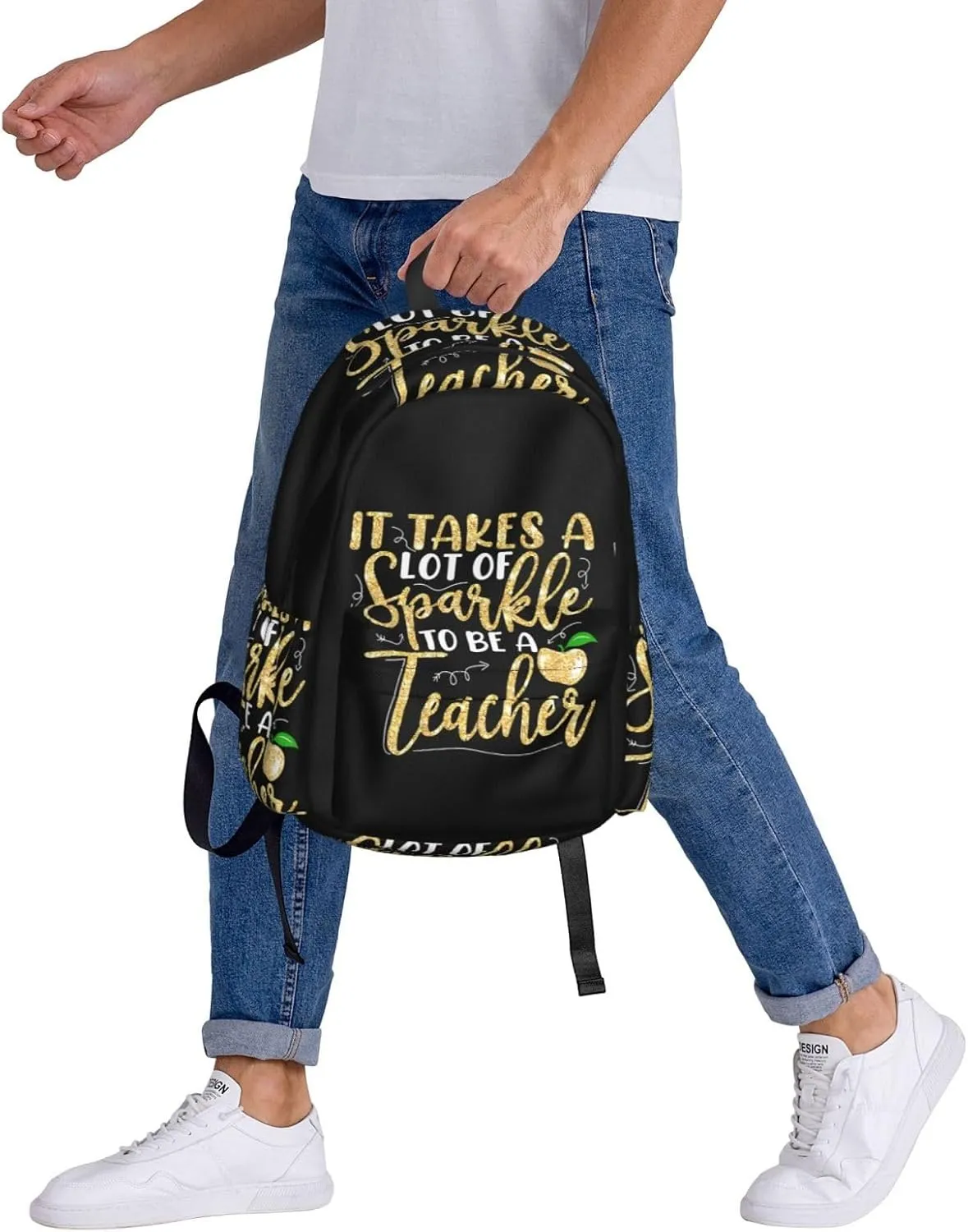 It Takes A Lot of Sparkle To Be A Teacher Backpack Casual Laptop Backpack Large Capacity Double Shoulder Bag Travel Daypack For Women Men