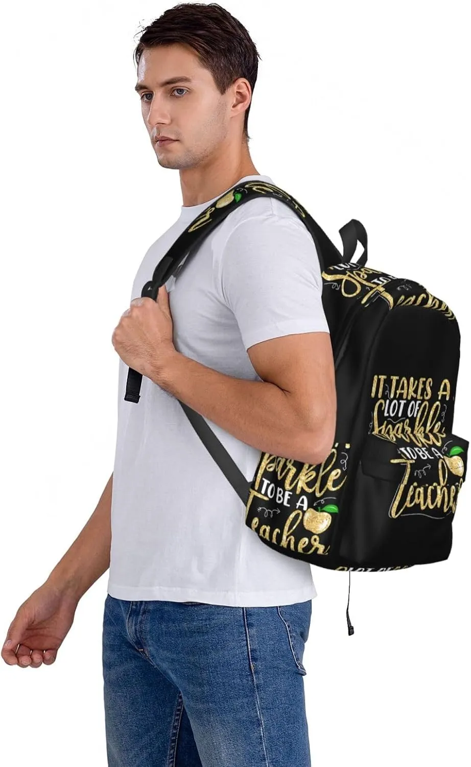 It Takes A Lot of Sparkle To Be A Teacher Backpack Casual Laptop Backpack Large Capacity Double Shoulder Bag Travel Daypack For Women Men