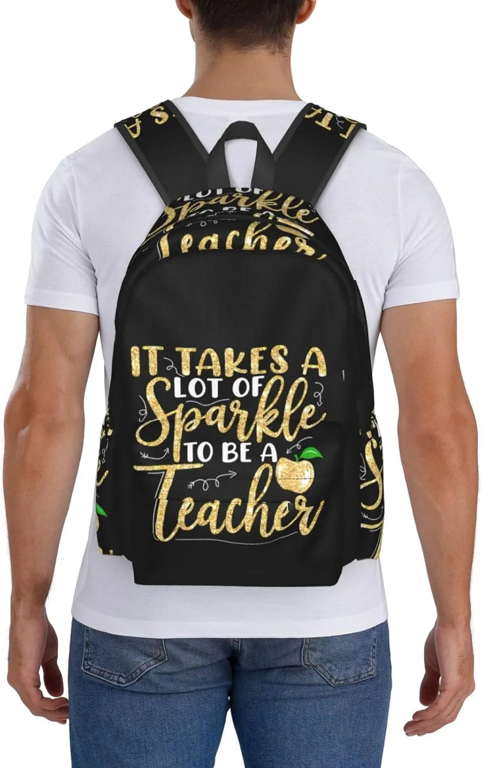 It Takes A Lot of Sparkle To Be A Teacher Backpack Casual Laptop Backpack Large Capacity Double Shoulder Bag Travel Daypack For Women Men
