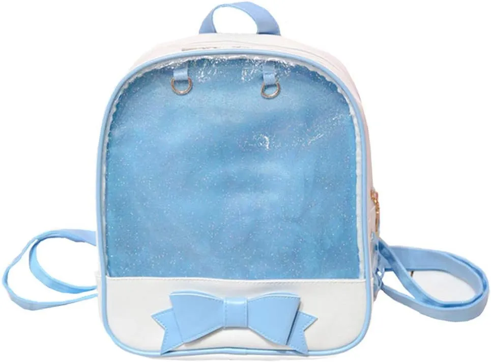 Ita Bag Backpack Cute Candy Bag Purse Bag Summer Beach Bag Purse with Bowknot Transparent Windows for DIY Decors