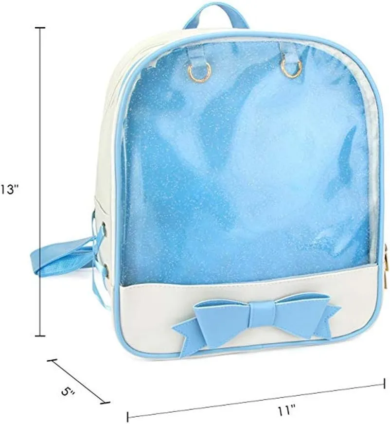 Ita Bag Backpack Cute Candy Bag Purse Bag Summer Beach Bag Purse with Bowknot Transparent Windows for DIY Decors