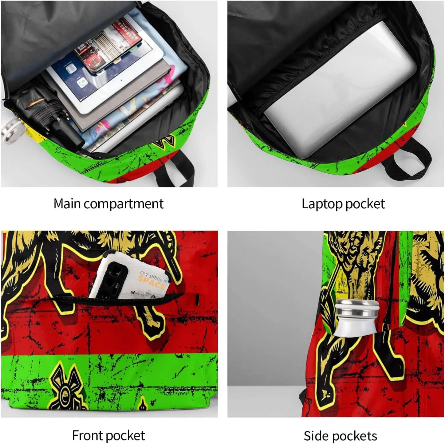 Jamaican Flag Rasta Reggae Judah Lion Backpack Large Capacity Backpack Lightweight Double Shoulder Bag For Women Men Travel