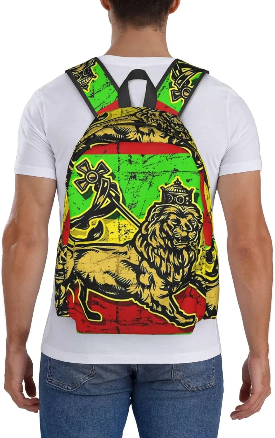 Jamaican Flag Rasta Reggae Judah Lion Backpack Large Capacity Backpack Lightweight Double Shoulder Bag For Women Men Travel