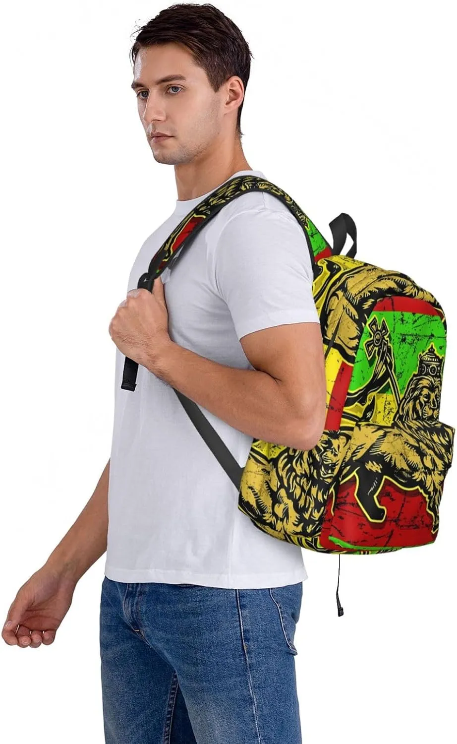 Jamaican Flag Rasta Reggae Judah Lion Backpack Large Capacity Backpack Lightweight Double Shoulder Bag For Women Men Travel