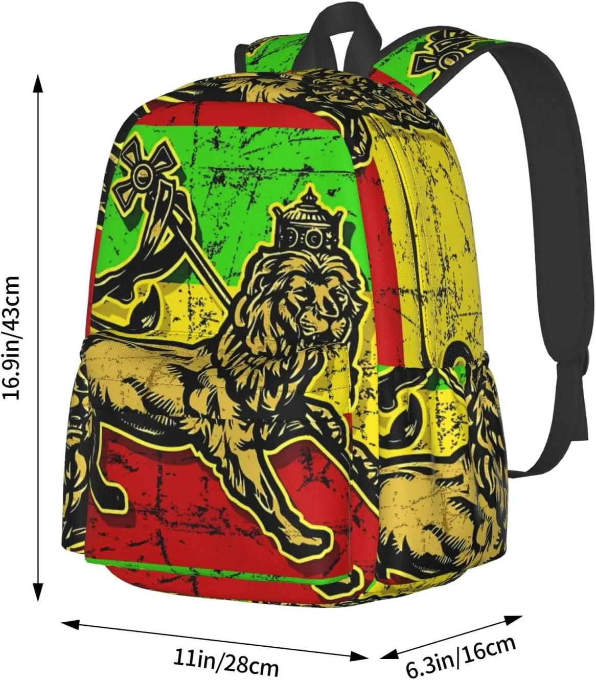 Jamaican Flag Rasta Reggae Judah Lion Backpack Large Capacity Backpack Lightweight Double Shoulder Bag For Women Men Travel