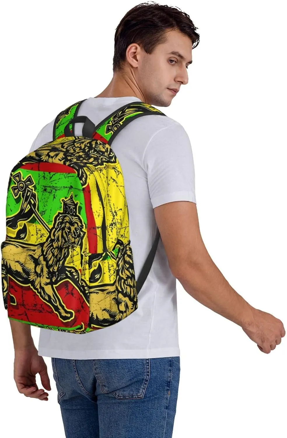 Jamaican Flag Rasta Reggae Judah Lion Backpack Large Capacity Backpack Lightweight Double Shoulder Bag For Women Men Travel