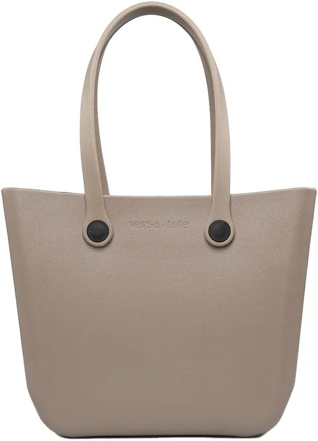 JEN & CO. Vira Versa Tote Bag, Light Pink - Large Utility Bag, Grocery, Beach, Rubber Tote Bags with Interchangeable Straps