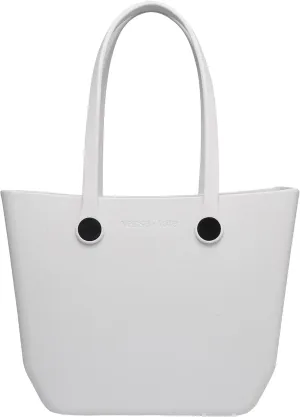 JEN & CO. Vira Versa Tote Bag, Light Pink - Large Utility Bag, Grocery, Beach, Rubber Tote Bags with Interchangeable Straps