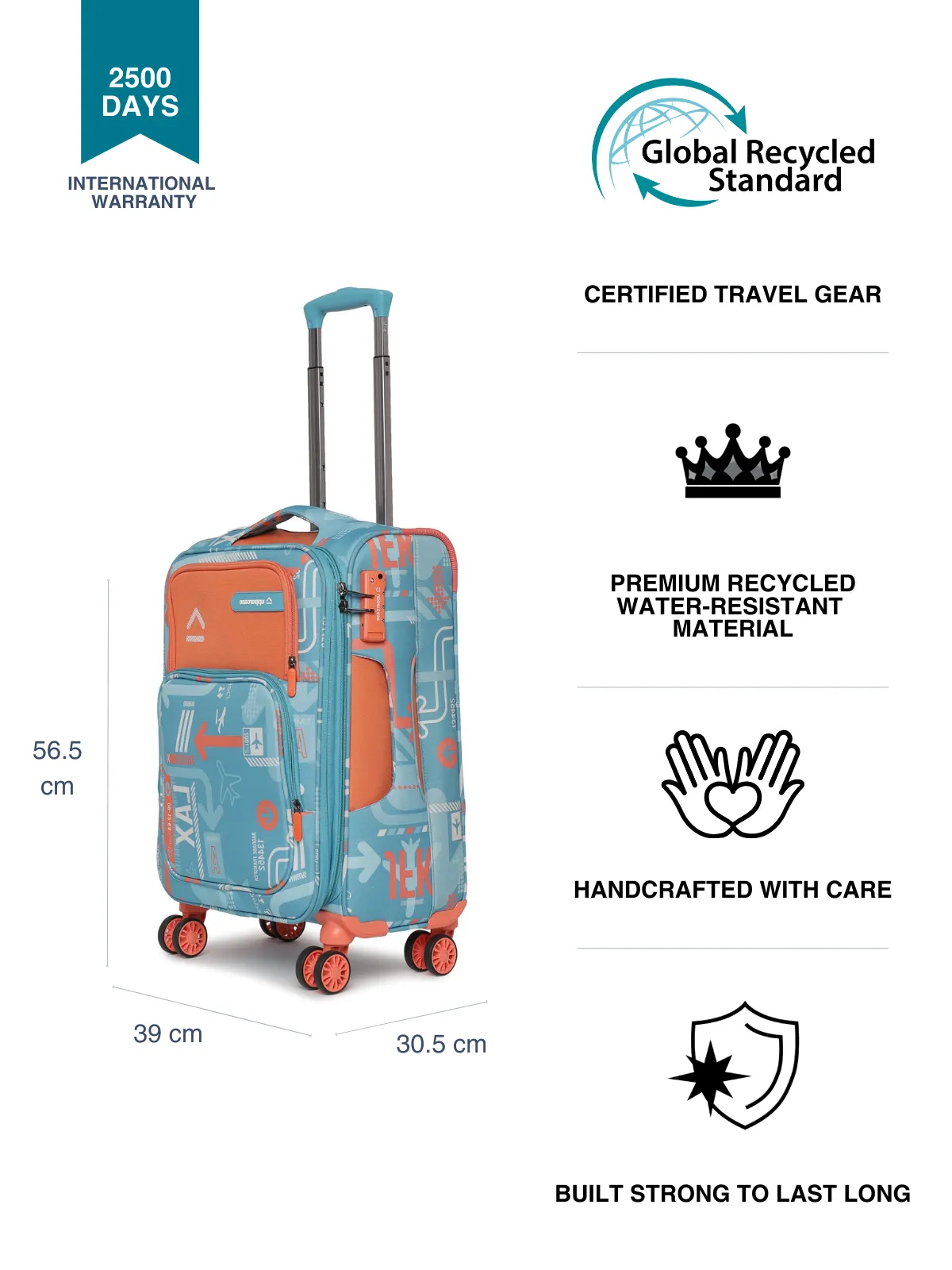 JFK Plus Teal Blue Cabin Soft Trolley