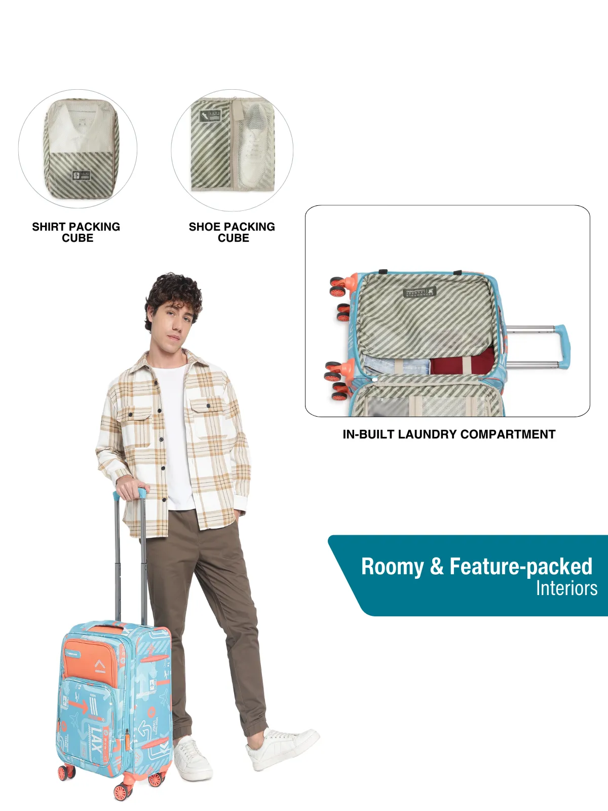 JFK Plus Teal Blue Cabin Soft Trolley