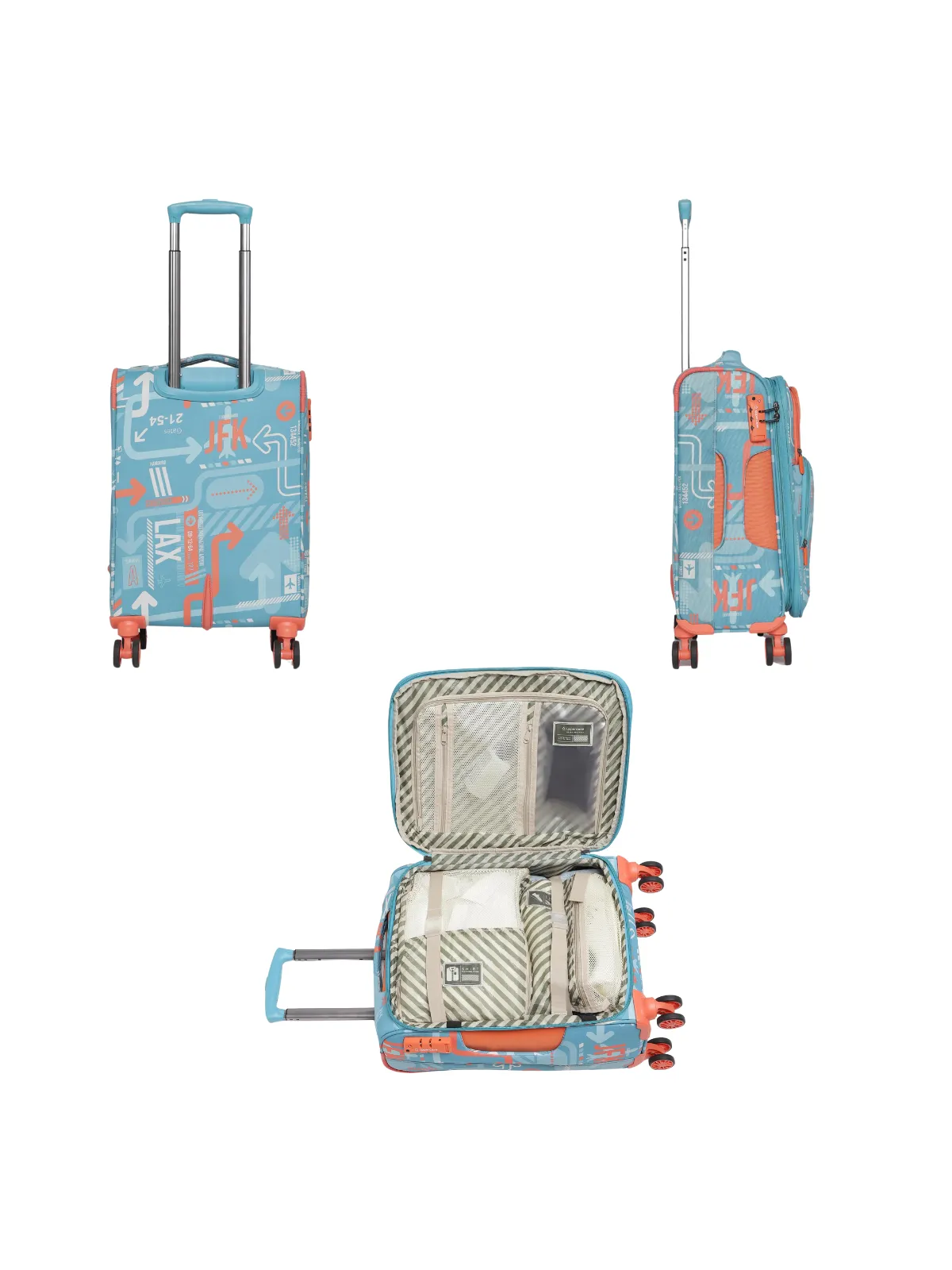 JFK Plus Teal Blue Cabin Soft Trolley