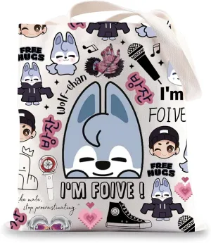 JNIAP K Pop Wolf Tote Bag K Pop Chan Gifts I'm Foive Gifts K Pop Wolf Shoulder Bag