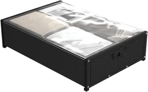 JUOPZKENN Under Bed Storage Containers with Wheels, Large Clothes Under Bed Organizer Drawer with Clear Window and Handles, Closet Storage Box Bags for Bedding, Clothing, Blanket, Comforters
