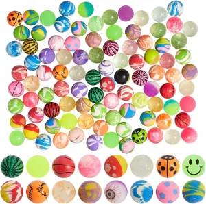 Juvale 100 Pack Bouncy Balls for Kids Bulk - 1.25 in/ 32mm Large Rubber Bouncing Balls for Party Favors, Birthday, Prizes, Gifts