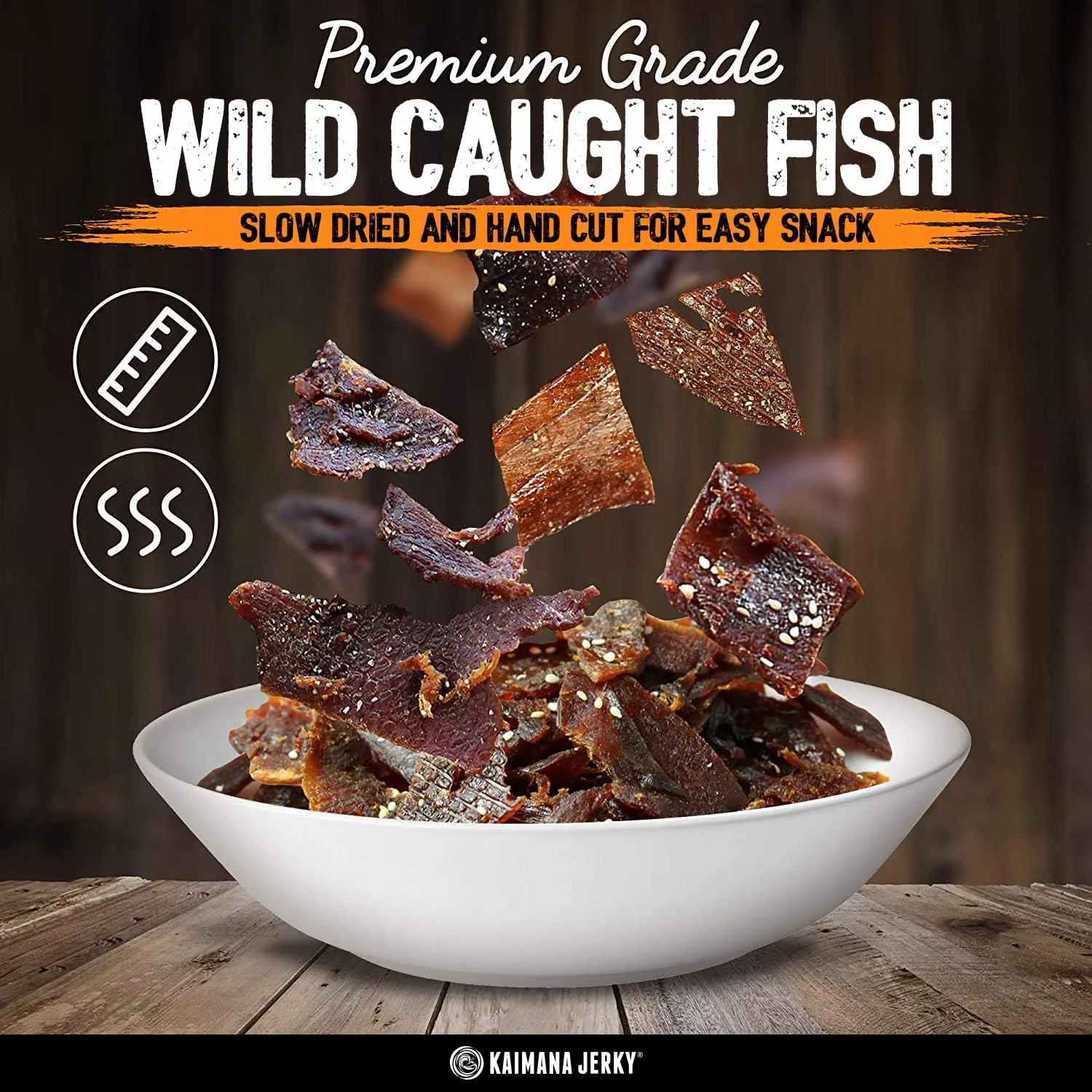 Kaimana Jerky Variety Pack - Ahi Tuna, Salmon & Wahoo Ono Fish Jerky - Sweet Flavors, All-Natural, Wild-Caught, Protein-Packed, Omega-3 Rich - Made in Hawaii - 5 Bags, Great Gift for Dad