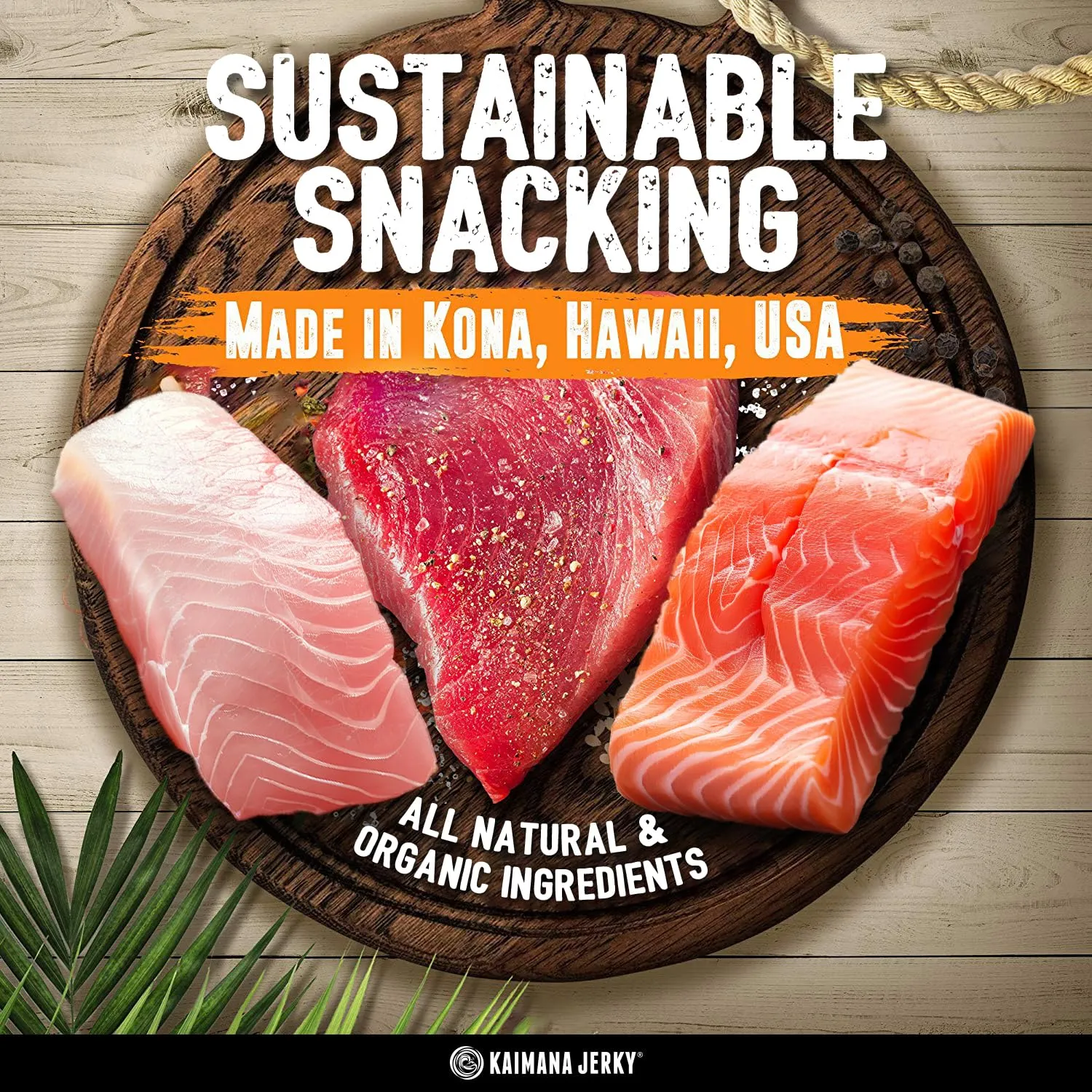 Kaimana Jerky Variety Pack - Ahi Tuna, Salmon & Wahoo Ono Fish Jerky - Sweet Flavors, All-Natural, Wild-Caught, Protein-Packed, Omega-3 Rich - Made in Hawaii - 5 Bags, Great Gift for Dad