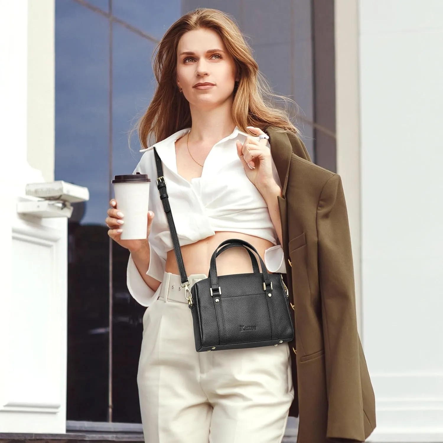 Kattee Small Leather Purses and Handbags for Women, Soft Crossbody Bag Trendy Top Handle Shoulder Bag