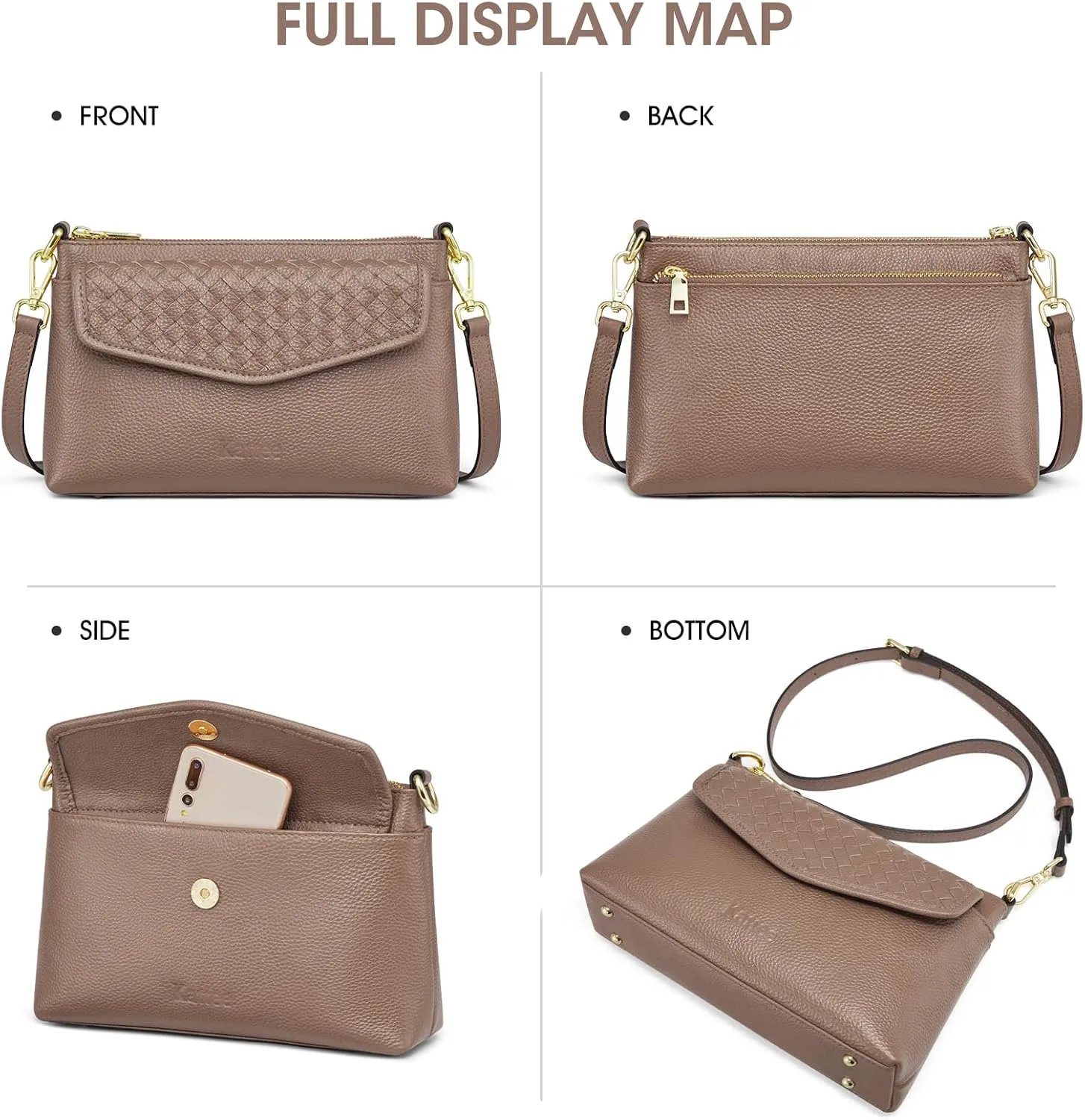Kattee Small Leather Purses and Handbags for Women, Soft Crossbody Bags for Women, Shoulder Cross Body Bag