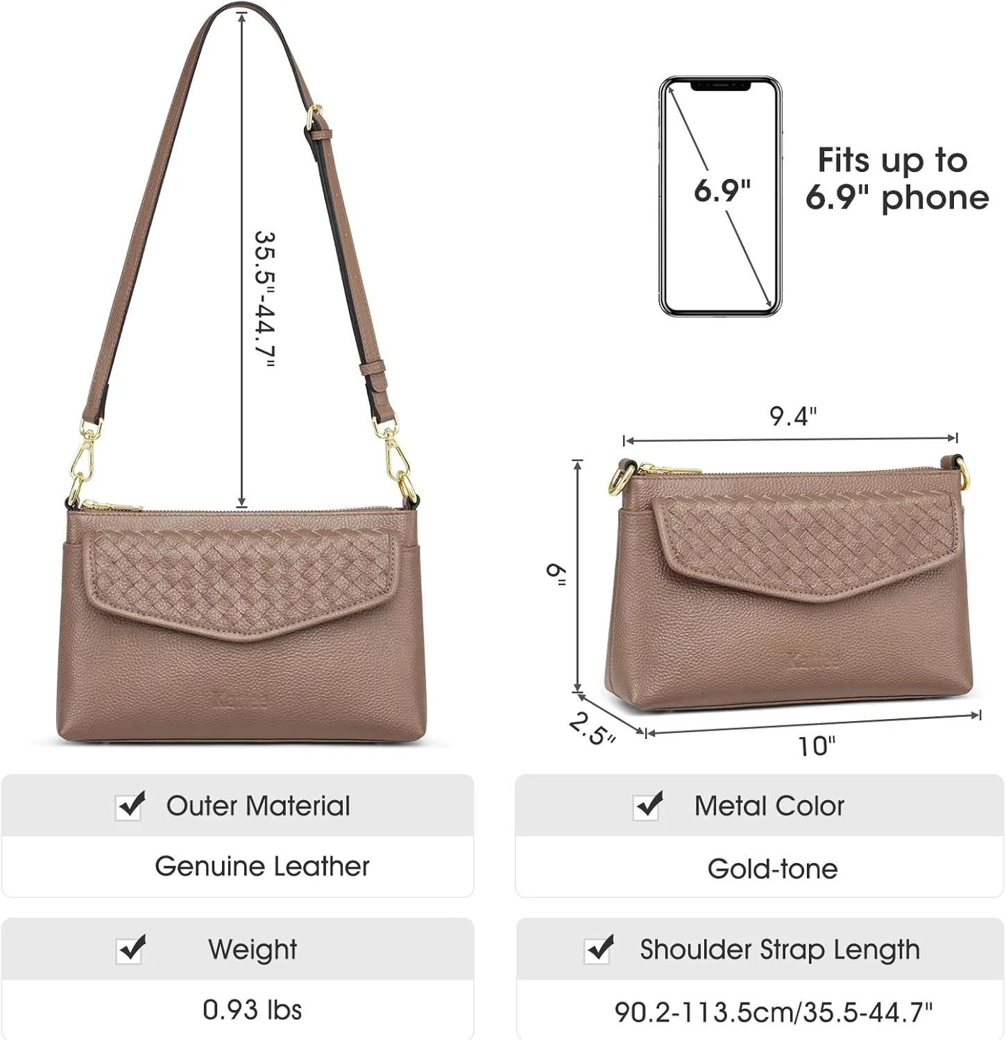 Kattee Small Leather Purses and Handbags for Women, Soft Crossbody Bags for Women, Shoulder Cross Body Bag