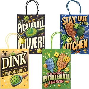 Kauai Sun 16PCS Pickleball Gift Bags, Pickle Ball Themed Party Supplies Favors Bags, Four Original Vibrant Designs for Pickleball Enthusiasts Players Team Coach Retirement Gifts Goodies