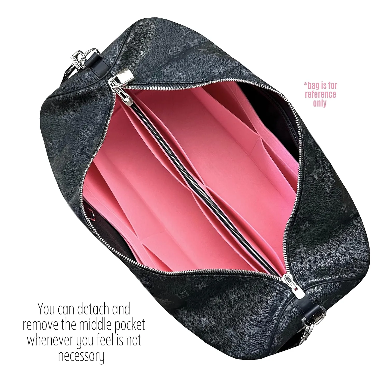Keepall Bag Organizer for Lv Keepall 50 Insert Keepall 45 Organizer Base Shaper Handmade 3mm Premium Felt Snug Sturdy (Keepall 50, Black)