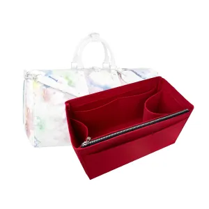 Keepall Bag Organizer for Lv Keepall 50 Insert Keepall 45 Organizer Base Shaper Handmade 3mm Premium Wool Felt Snug Sturdy (Keepall 45, Sunrise Red)