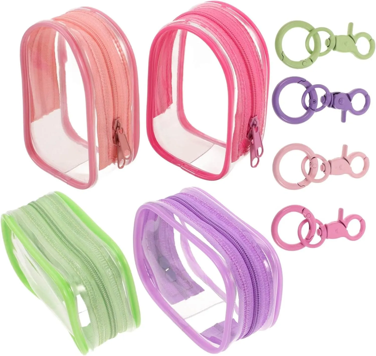 KESYOO 4Pcs Clear Figure Display Pouch with Keychain Mini Collectibles Carrying Case Portable Travel Bag for Keychain Charms Dustproof Storage