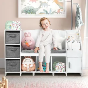 Kids Bookshelf with Reading Nook, Detachable Cushion | Storage Organizer and Book Rack for Boys and Girls' Bedroom or Playroom