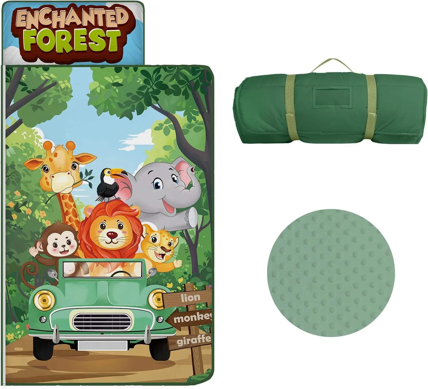 Kids Sleeping Bag Nap Mat with Removable Pillow and Blanket,Extra Thick Large 2 in 1 Slumber Bags for Boys Girls,Toddler Nap Mat for Preschool Daycare Travel Camping