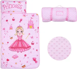 Kids Sleeping Bag Nap Mat with Removable Pillow and Blanket,Extra Thick Large 2 in 1 Slumber Bags for Boys Girls,Toddler Nap Mat for Preschool Daycare Travel Camping