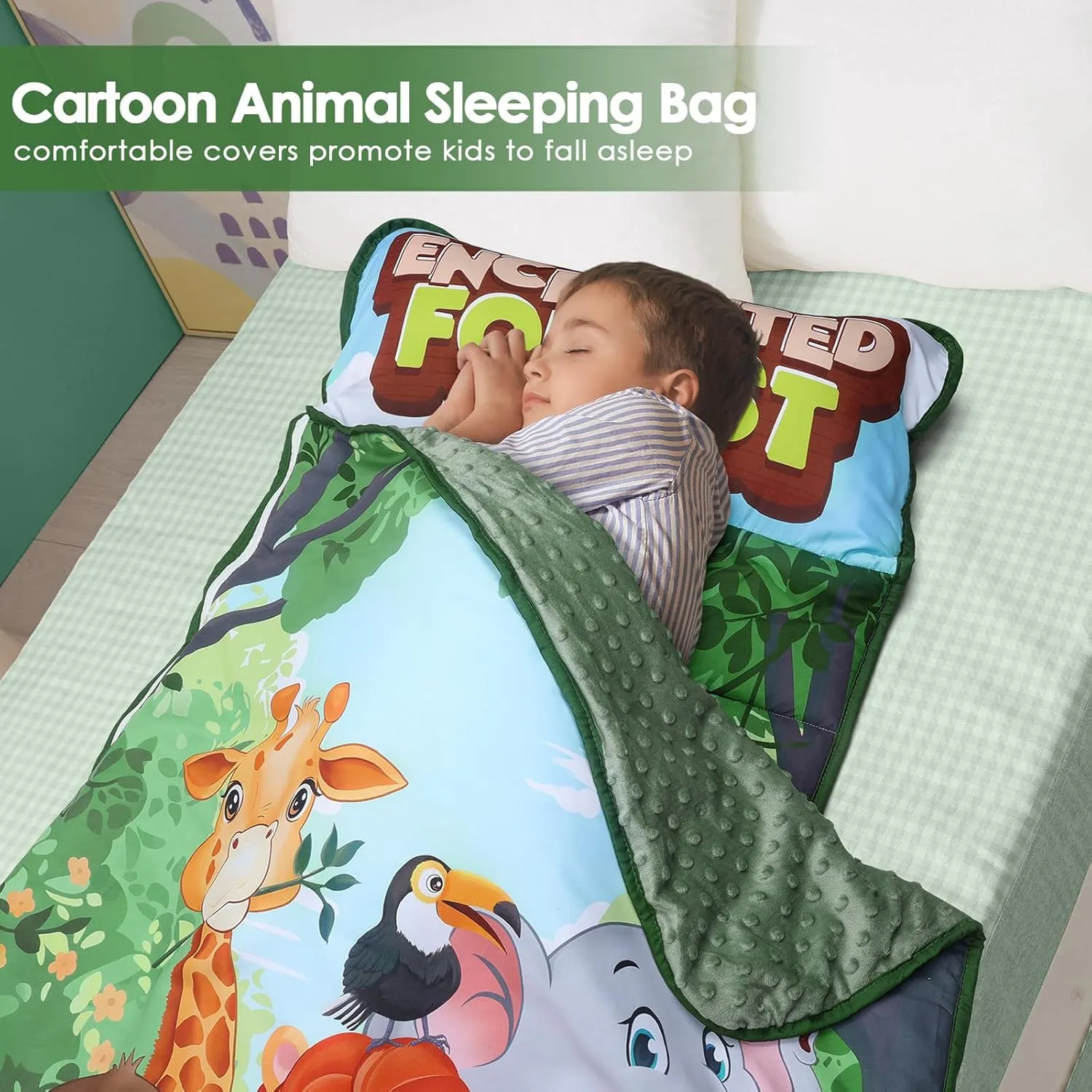 Kids Sleeping Bag Nap Mat with Removable Pillow and Blanket,Extra Thick Large 2 in 1 Slumber Bags for Boys Girls,Toddler Nap Mat for Preschool Daycare Travel Camping