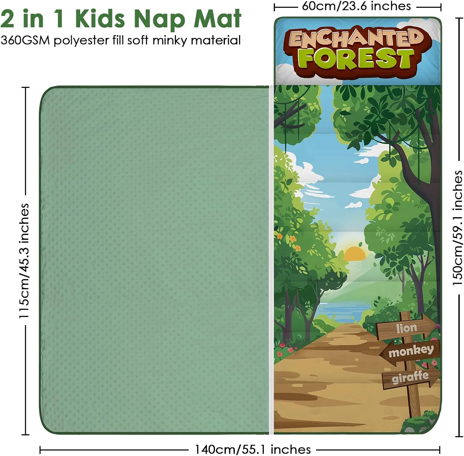 Kids Sleeping Bag Nap Mat with Removable Pillow and Blanket,Extra Thick Large 2 in 1 Slumber Bags for Boys Girls,Toddler Nap Mat for Preschool Daycare Travel Camping