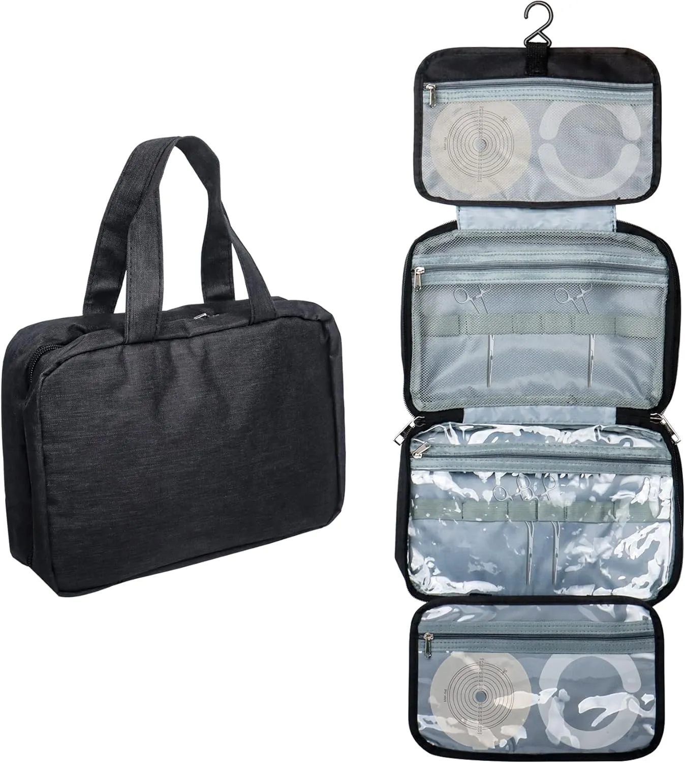 Klmnop Ostomy Colostomy Travel Bag, Hanging Ostomy Supplies Bags for Ostomy Colostomy Ileostomy(Black)