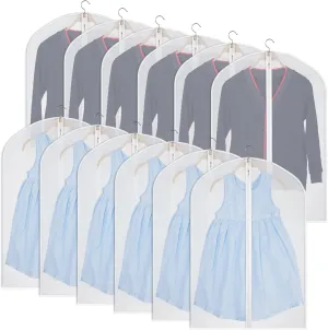 Kntiwiwo Clear Garment Bag Suit Bags for Storage Set of 12 Hanging Dust-Proof Clothes Cover Bag with Zipper for Suit, Coat, Dress Closet Clothes Storage-24” x 32”