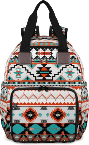 KOBLEN Ethnic Aztec Geometric Diaper Bag Backpack Baby Essentials Travel Tote Bag with Insulated Pockets Multi-functional Diaper Bags Organizer Bag for Women Men