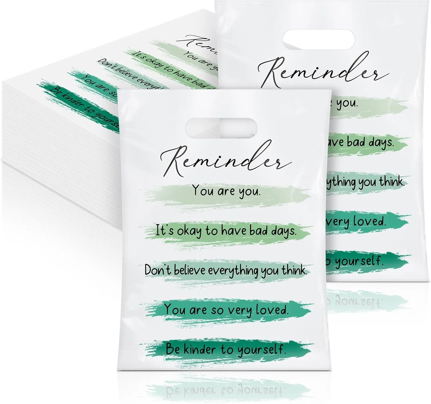 Kolldenn 500 Pcs Mental Health Awareness Plastic Gift Bags with Handle Mental Health Reminders Goody Bags for Counselor Office Classroom Party Campaign Support Favor Decoration