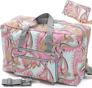 Ladies Foldable Travel Duffle Bag - Cute Floral Weekender Overnight Carry-On - Large Hospital Bag (Z-Small Heart)