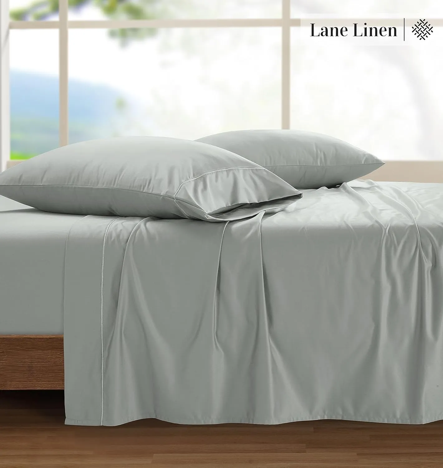 LANE LINEN 100% Egyptian Cotton King Split Sheets for Adjustable Bed - 1500 Thread Count, 4 Piece Set - Hotel King Split Sheet Set - Luxury Sateen Weave Cotton Sheets Set - Mineral