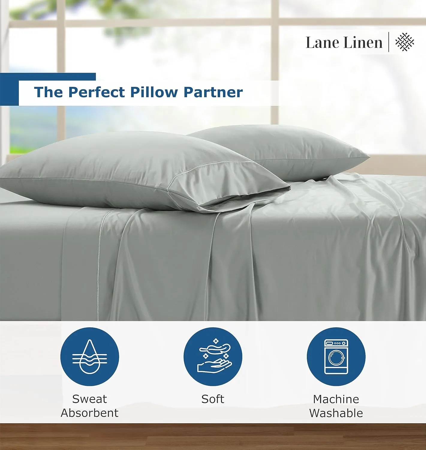 LANE LINEN 100% Egyptian Cotton King Split Sheets for Adjustable Bed - 1500 Thread Count, 4 Piece Set - Hotel King Split Sheet Set - Luxury Sateen Weave Cotton Sheets Set - Mineral