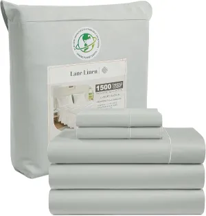 LANE LINEN 100% Egyptian Cotton King Split Sheets for Adjustable Bed - 1500 Thread Count, 4 Piece Set - Hotel King Split Sheet Set - Luxury Sateen Weave Cotton Sheets Set - Mineral