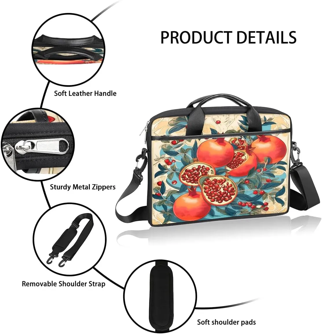 Laptop Shoulder Bag Computer Bag 13-15 Inches Laptop Carrying Case with Shoulder Strap for Women Men