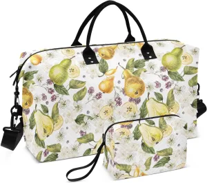 Large Bag Black Berries Pear Flower Contemporary Carry On Weekend Bag with Adjustable Strap Gym Tote Bag for Airplane Traveling Gym Multifunctional