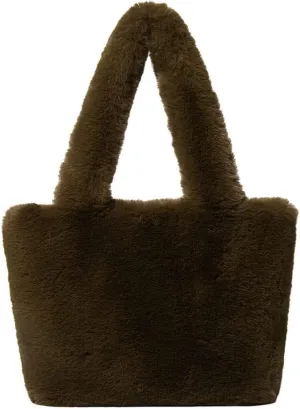 Large Capacity Shoulder Tote Purse Wallet for Autumn and Winter Plush Faux Fur Top Handle Handbag for Women