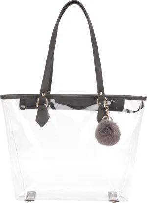 Large Clear Bag Transparent Shoulder Handbag with Plush Pendant