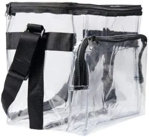 Large Clear Lunch Bags For Work See Through Plastic Lunch Box with Adjustable Strap and Front Storage Compartment Transparent Lunch Bags For Men and Women
