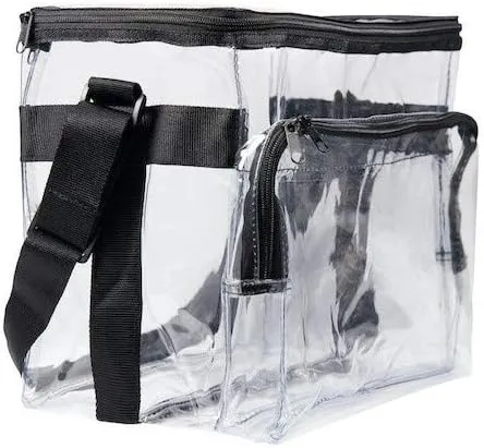 Large Clear Lunch Bags For Work See Through Plastic Lunch Box with Adjustable Strap and Front Storage Compartment Transparent Lunch Bags For Men and Women