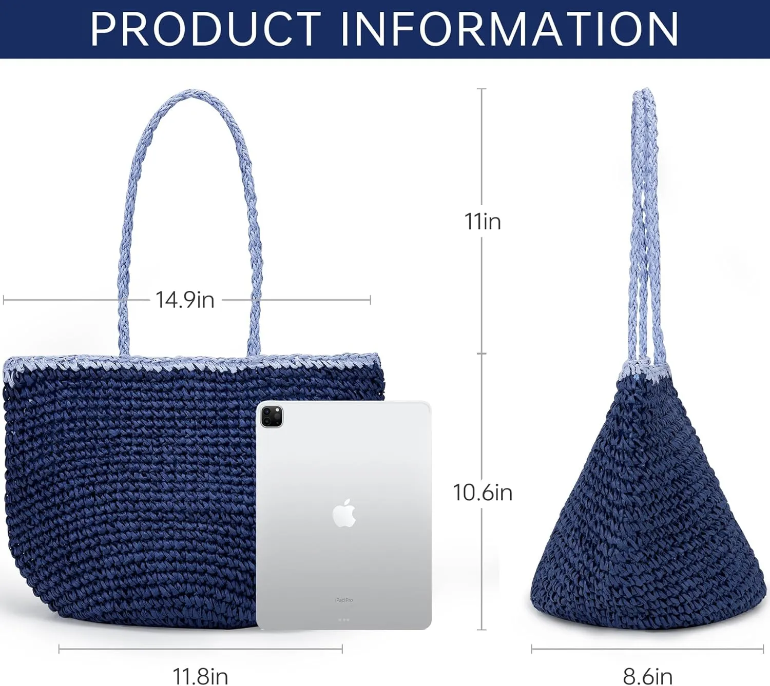 Large Straw Bag For Women Beach Tote Handbag Summer Purse Shoulder Bag For Vacation Traveling Holiday