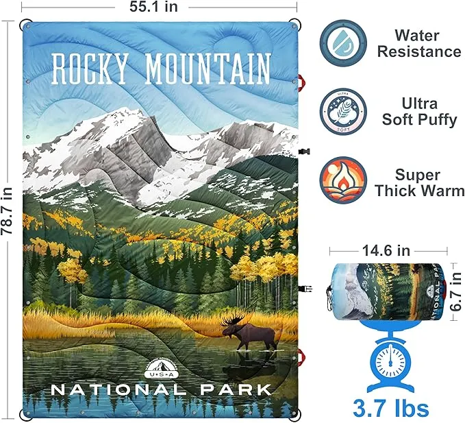 Large Waterproof Windproof Outdoor Travel Blanket with Sherpa Lining: Machine Washable, Ultra-Warm Thick Fleece for Camping, Picnics, Stadiums Sporting Events in Cold Weather - 55 X 78