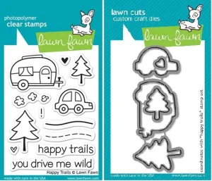 Lawn Fawn Happy Trails Clear Stamp and Steel Die Set - Includes One Each of LF601 (Stamp) & LF609 (Die) - Custom Set
